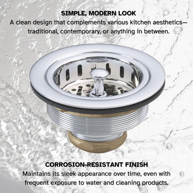 Westbrass D214-26 3-1/2" Post Style Large Kitchen Sink Basket Strainer, Polished Chrome - Image 5